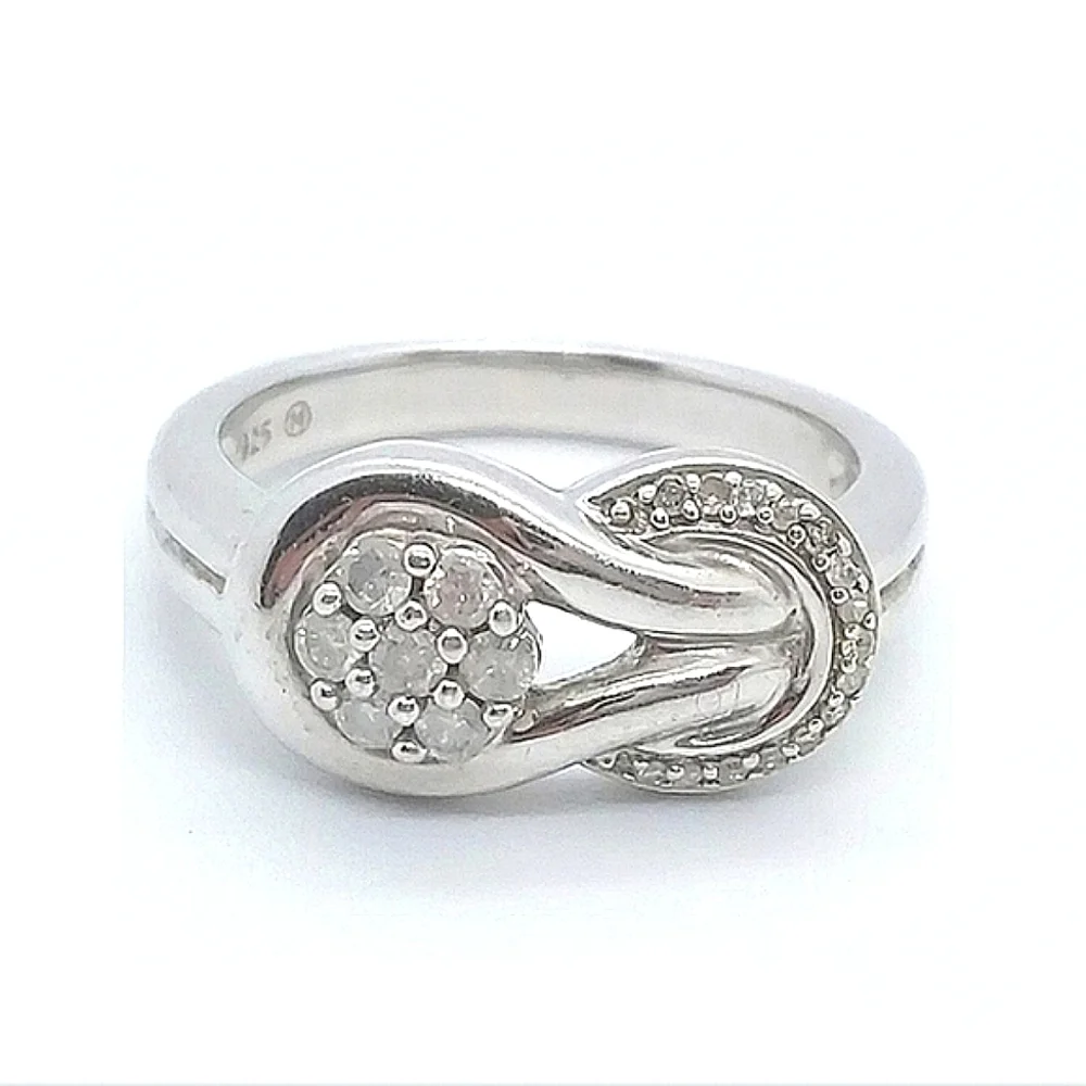 925 Sterling Diamond Love Knot Ring